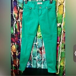 Free People Women's Skinny Jeans Ankle Zip Slim Pants Low Rise Green Size 27